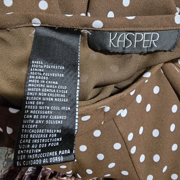 Vintage Polkadot White and Brown Midi A-Line Skirt - Picture 3 of 6